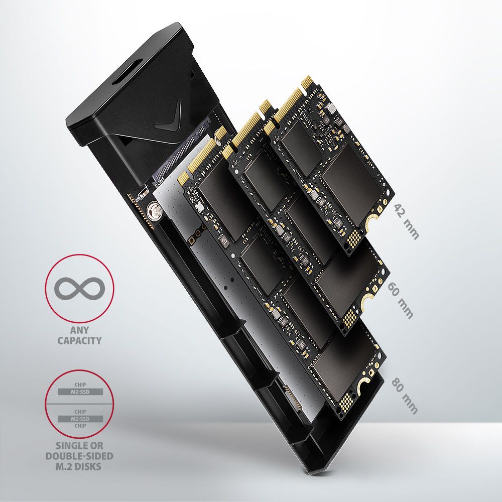 AXAGON EEM2-UB2 USB-C 3.2 Gen 2 NVMe M.2 box Black - Image 9