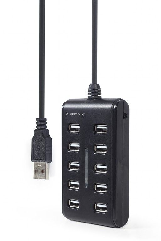 Gembird 10-port USB 2.0 Hub Black - Image 1
