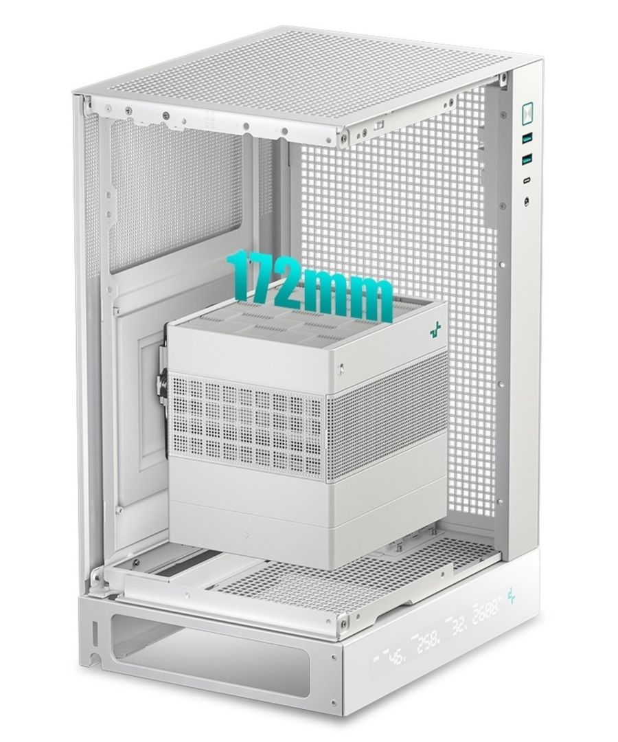 DeepCool Számítógépház - CH170 DIGITAL WH (fekete, Mini-ITX, 2xUSB3.0, Type-C, fehér) - Image 4