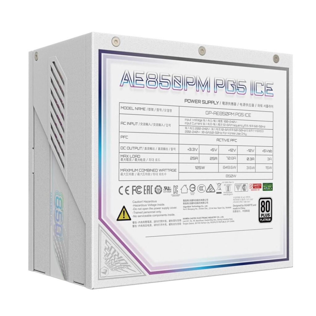 Gigabyte 850W 80+ Platinum Aorus Elite Ice - Image 4