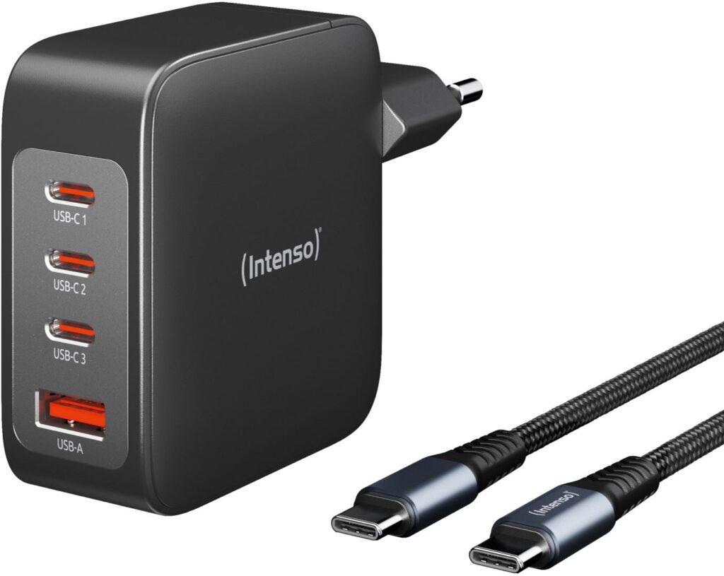 Intenso W140A3C GaN adapter + C520C cable Black - Image 1