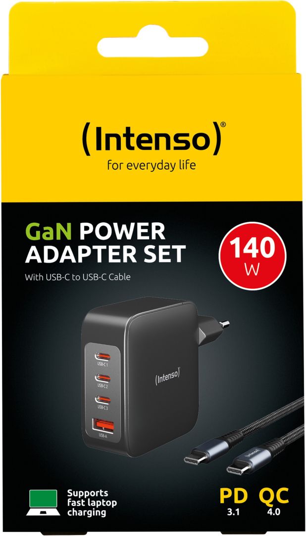 Intenso W140A3C GaN adapter + C520C cable Black - Image 2