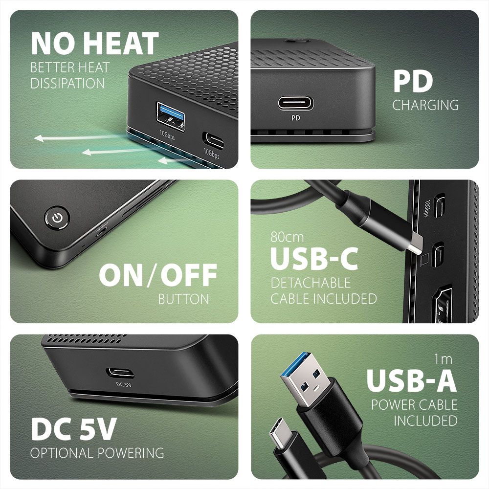 AXAGON HMC-U4 USB4 40Gbps Dual 4K Display 12in1 Dock - Image 6
