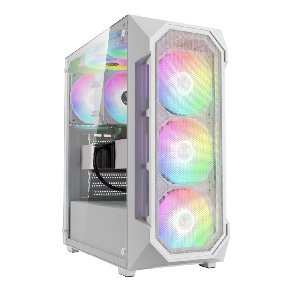 Gamdias Aura GC1 Elite WH ARGB Tempered Glass White - Image 1