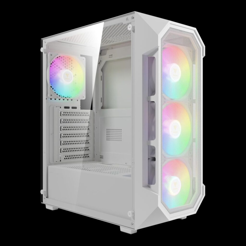 Gamdias Aura GC1 Elite WH ARGB Tempered Glass White - Image 2