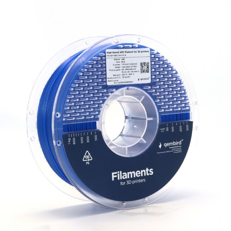 Gembird 3DP-ABS1.75HY-01-B High Speed ABS filament Blue 1,75mm 1kg - Image 2