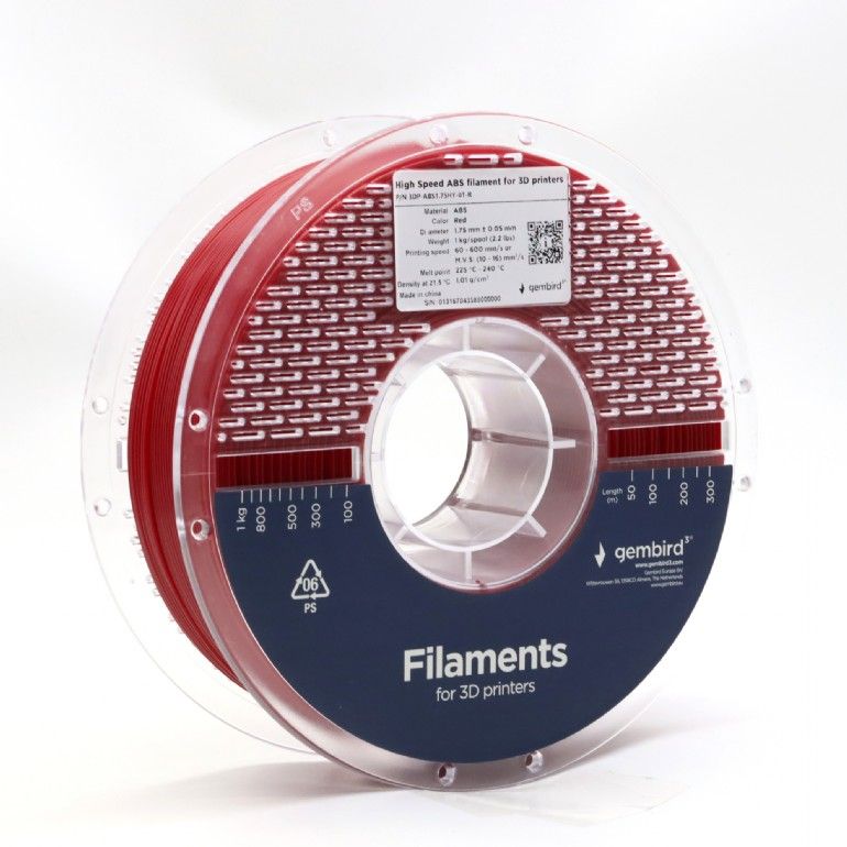 Gembird 3DP-ABS1.75HY-01-R High Speed ABS filament Red 1,75mm 1kg - Image 2