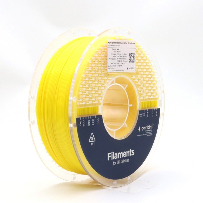 Gembird 3DP-ABS1.75HY-01-Y High Speed ABS filament Yellow 1,75mm 1kg - Image 1