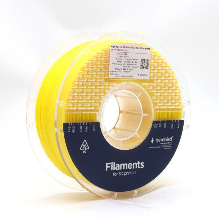 Gembird 3DP-ABS1.75HY-01-Y High Speed ABS filament Yellow 1,75mm 1kg - Image 2