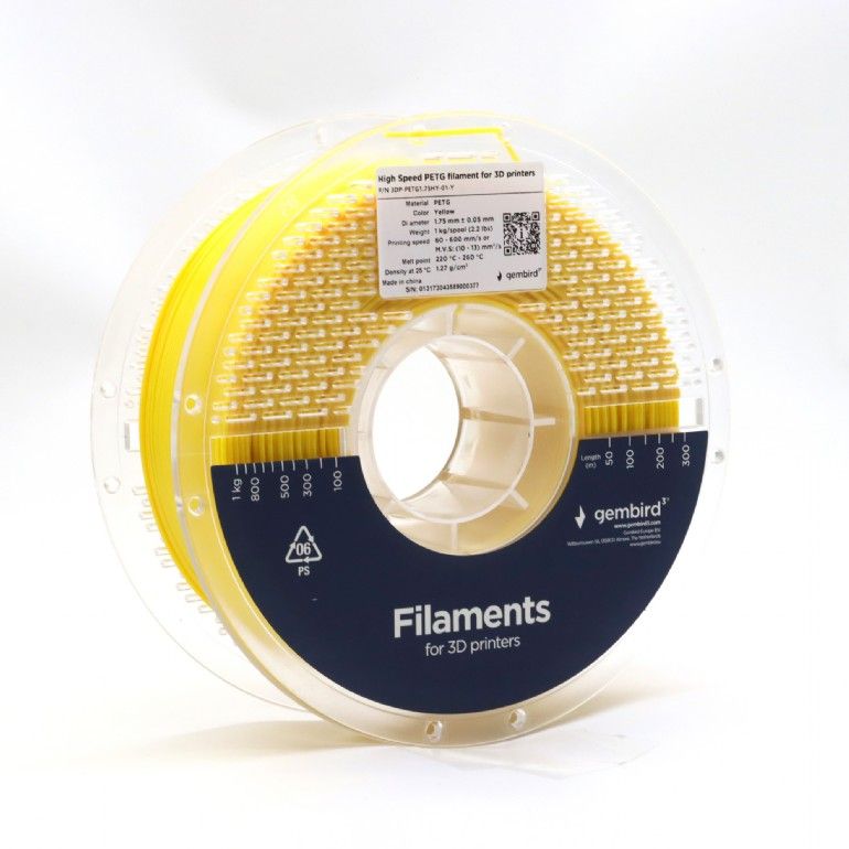 Gembird 3DP-PETG1.75HY-01-Y High Speed PETG filament Yellow 1,75mm 1kg - Image 2