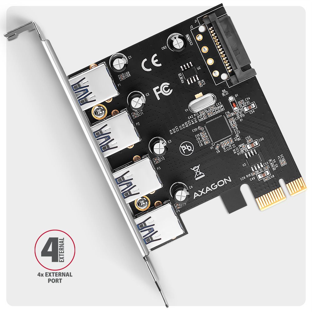 AXAGON PCEU-430RS PCIe Controller 4x ext. USB-A 5Gbps port - Image 3