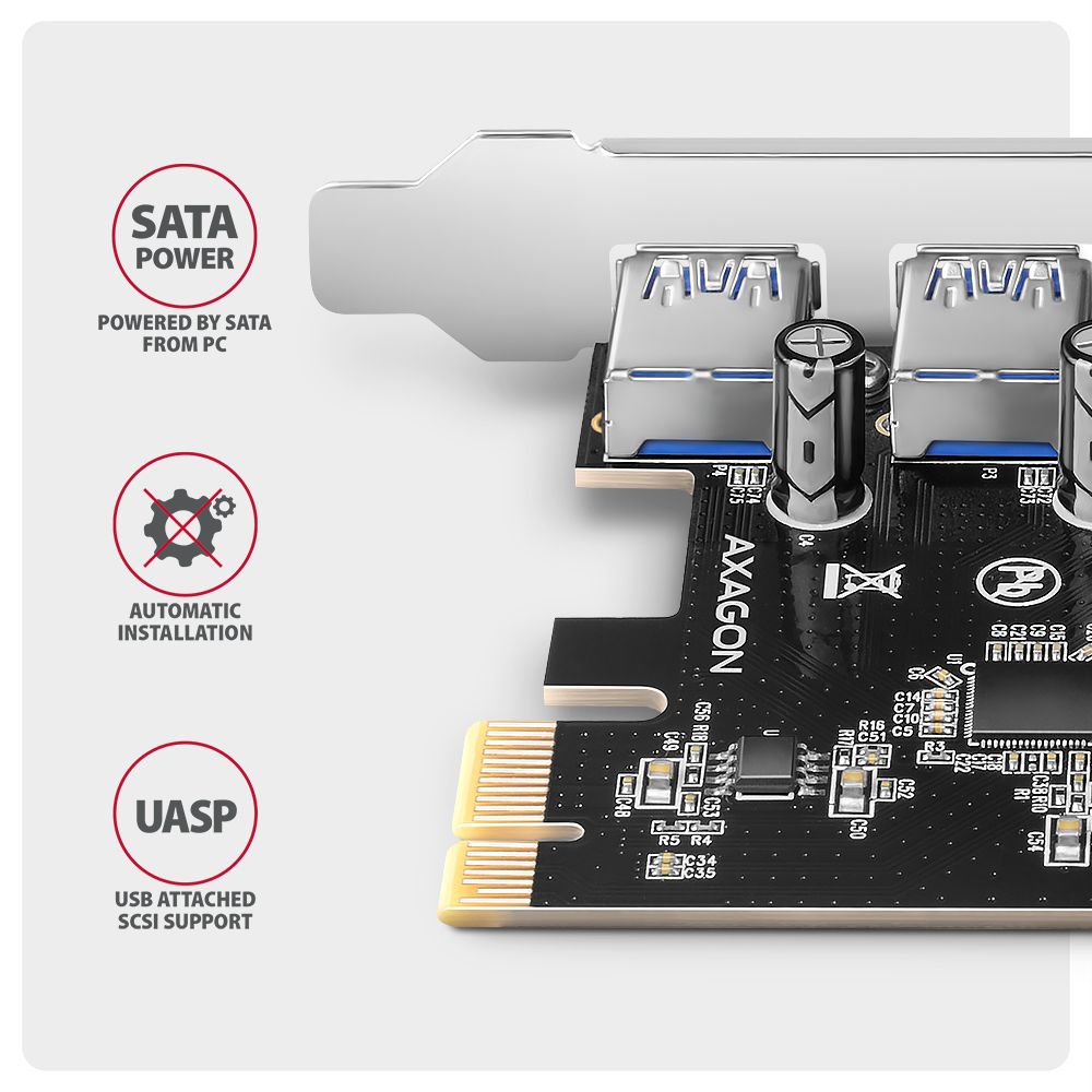 AXAGON PCEU-430RS PCIe Controller 4x ext. USB-A 5Gbps port - Image 4