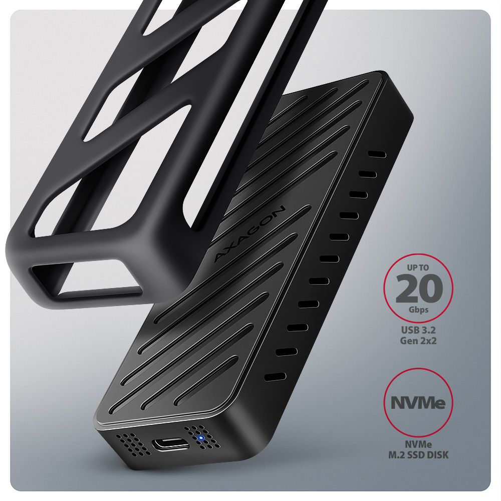 Axagon EEM2-20G USB-C 20Gbps - M.2 NVMe külső SSD ház - Image 3