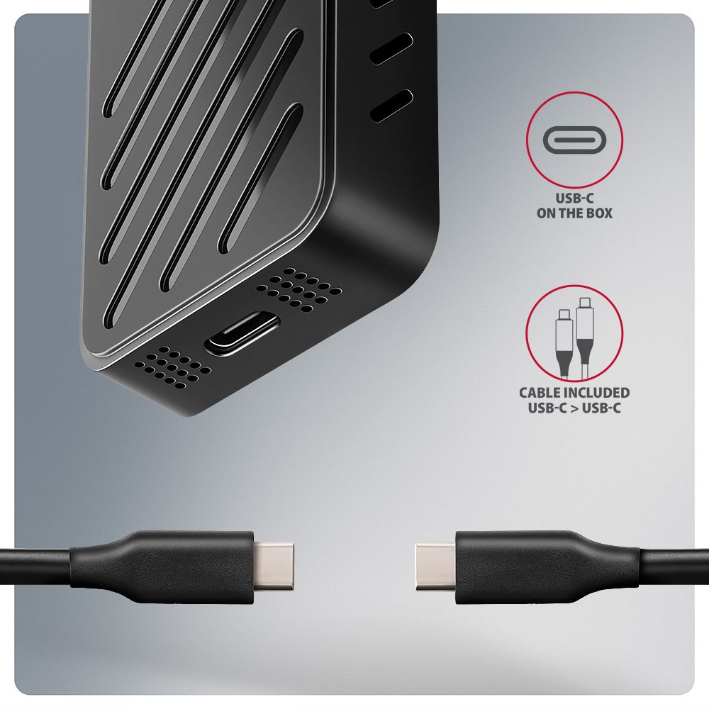 Axagon EEM2-20G USB-C 20Gbps - M.2 NVMe külső SSD ház - Image 7
