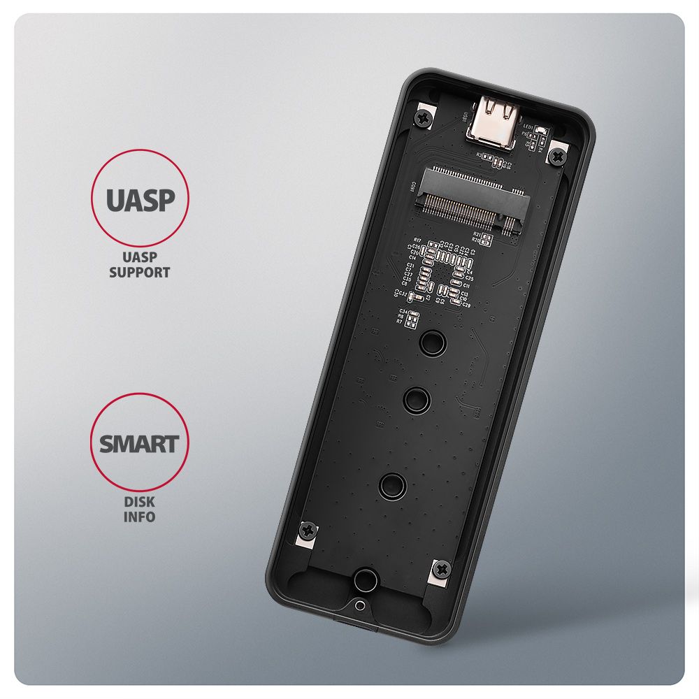 Axagon EEM2-20G USB-C 20Gbps - M.2 NVMe külső SSD ház - Image 9