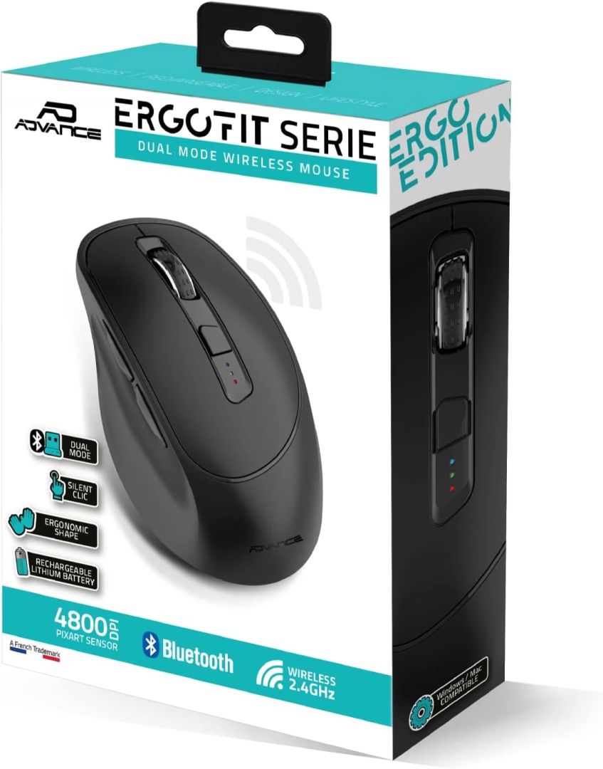 Advance ErgoFit Wireless Bluetooth Mouse Black - Image 3