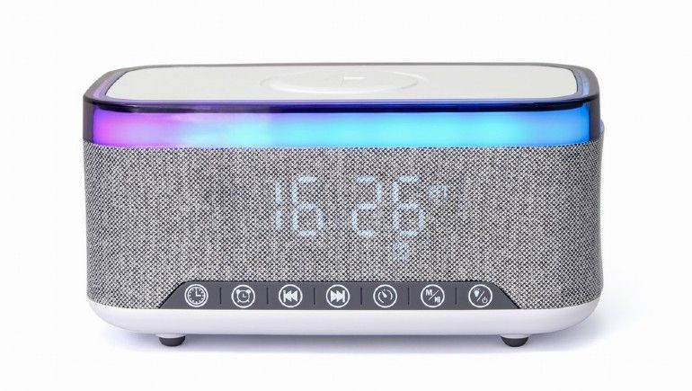 Gembird DAC-SPKBT-QC15-GR Digital alarm clock with speaker wireless charging function White/Light Grey - Image 3