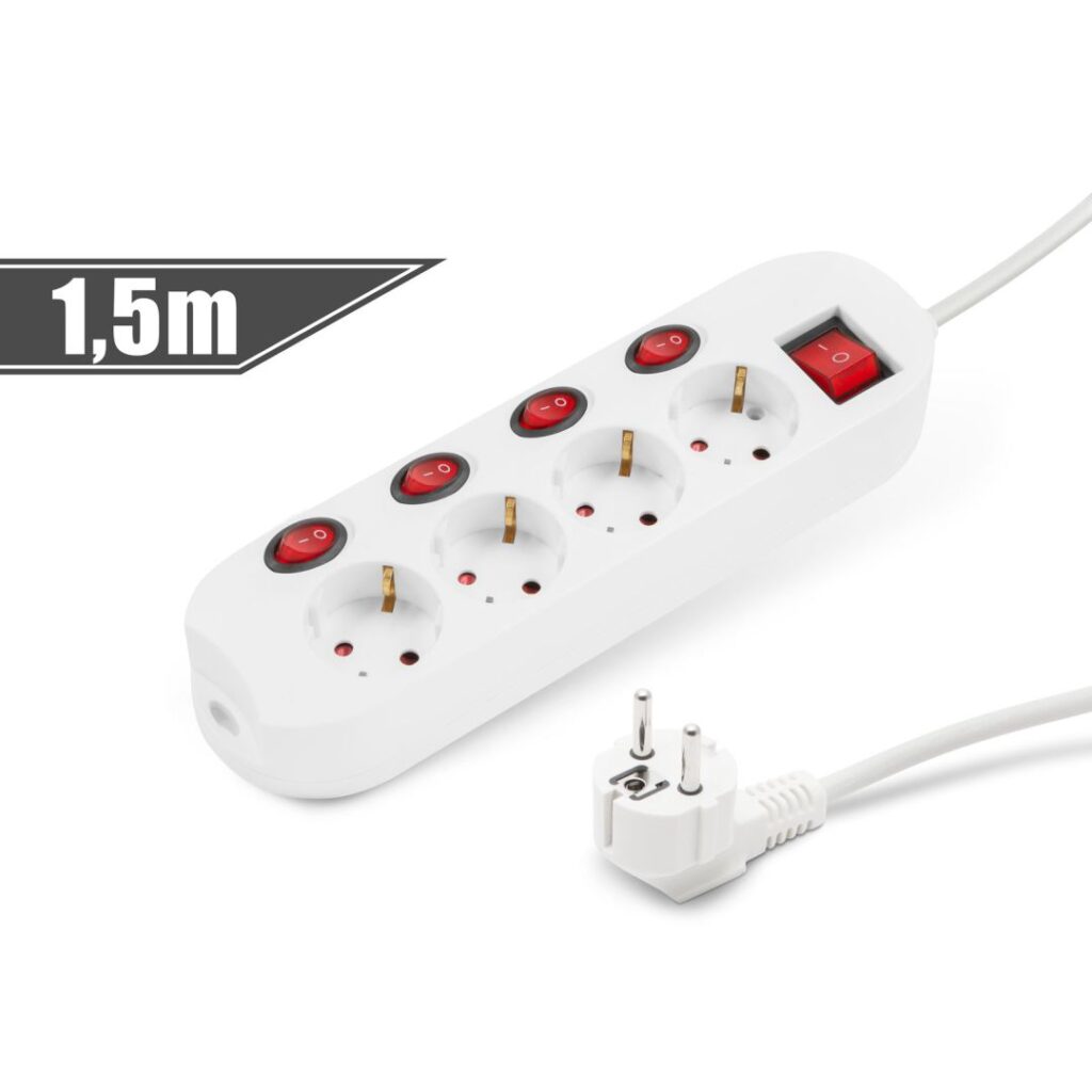 Delight Hálózati Elosztó Kapcsolóval 4DIN 1,5m White - Image 1