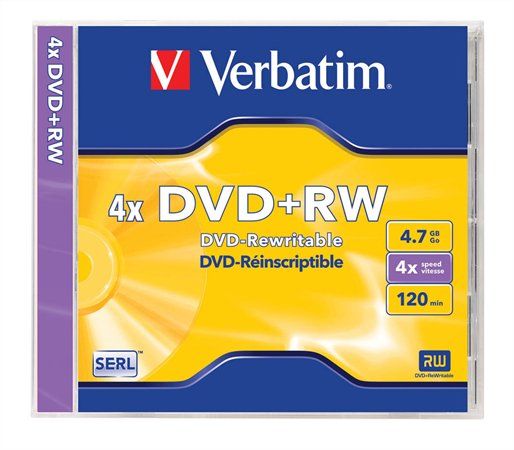 Verbatim DVD+RW 4,7Gb 4x Normál tok 1db/csomag (1-es címke) - Image 1