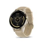 Garmin Venu 3S francia szürke-krémarany, bőr és szilikon szíjjal okosóra