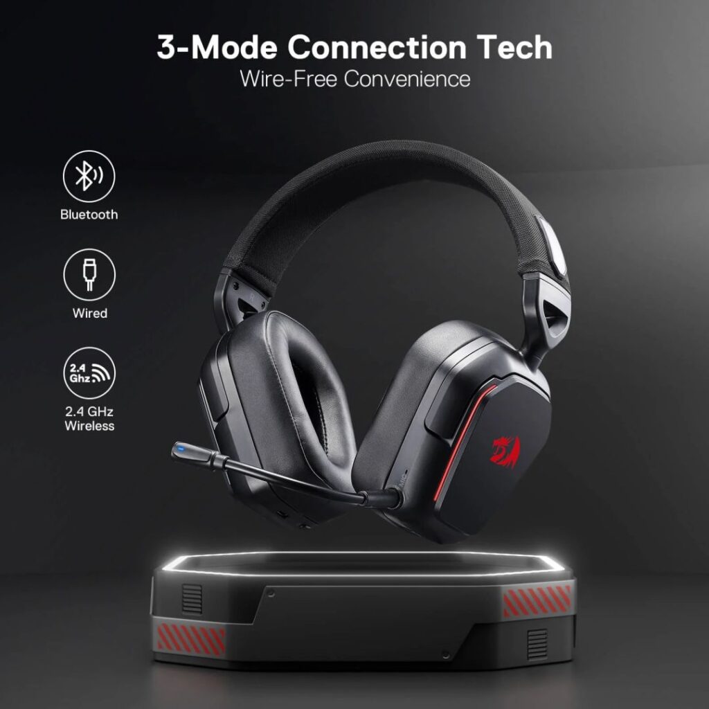 Redragon H868 Wireless Bluetooth RGB Gaming Headset Black - Image 2