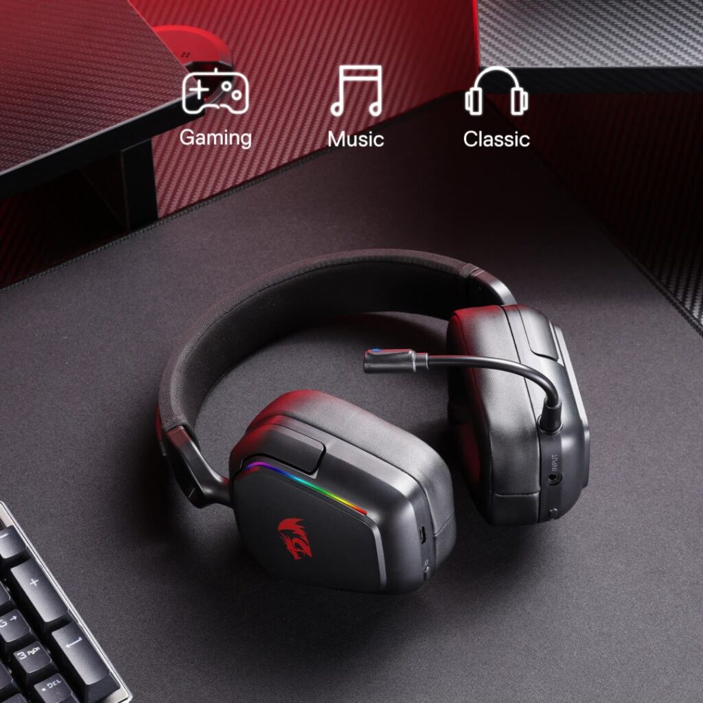 Redragon H868 Wireless Bluetooth RGB Gaming Headset Black - Image 3