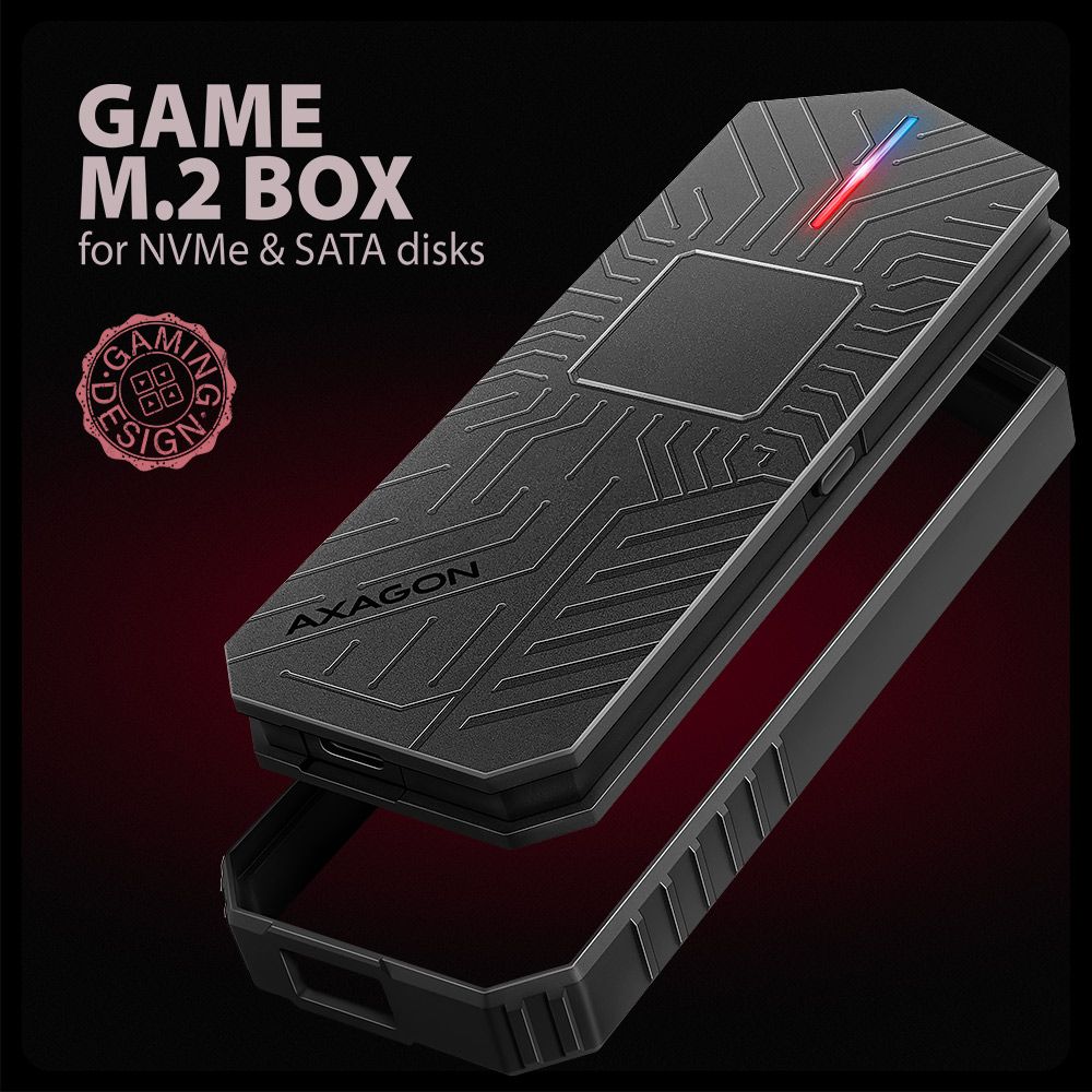 AXAGON EEM2-GAM USB-C 10Gbps M.2 NVMe & SATA SSD Game M.2 Box - Image 2