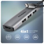 AXAGON HMC-H3A USB-C 5Gbps Starter 4in1 hub Silver - Image 2