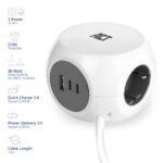 ACT Power Strip Cube F Socket Hálózati Elosztó 3DIN 1,5m White - Image 2