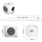 ACT Power Strip Cube F Socket Hálózati Elosztó 3DIN 1,5m White - Image 6