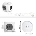 ACT Power Strip Cube E Socket Hálózati Elosztó 3DIN 1,5m White - Image 6