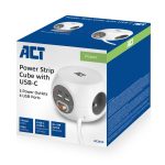 ACT Power Strip Cube E Socket Hálózati Elosztó Kapcsolóval 3DIN 1,5m White - Image 8