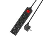 ACT Power Strip with Illuminated Switch Hálózati Elosztó Kapcsolóval 4DIN 2m Black
