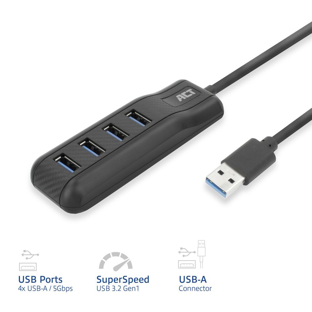 ACT AC6320 4-portos USB3.2 HUB Black - Image 3