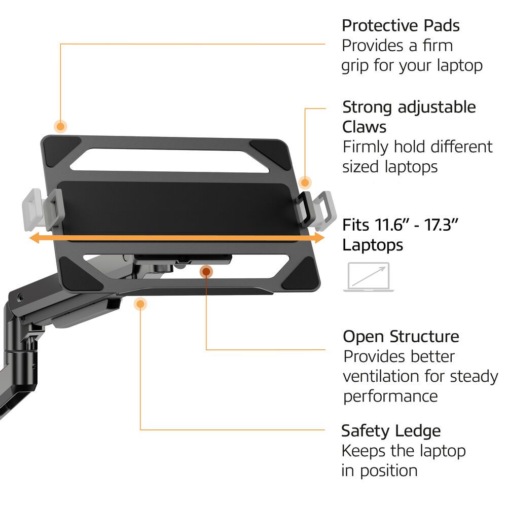 act-ac8341-single-monitor-arm-and-laptop-arm-office-premium-with-gas-spring-pole-mounted_5.jpg ACT AC8341 Single Monitor Arm and Laptop Arm Office Premium with Gas Spring Pole Mounted - Image 5
