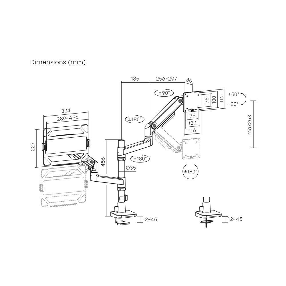 act-ac8341-single-monitor-arm-and-laptop-arm-office-premium-with-gas-spring-pole-mounted_8.jpg ACT AC8341 Single Monitor Arm and Laptop Arm Office Premium with Gas Spring Pole Mounted - Image 8