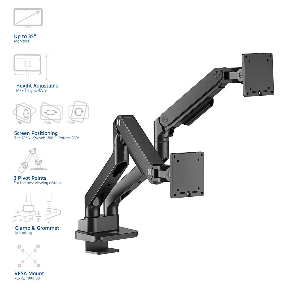 ACT AC8342 Dual Monitor Arm Office Premium with Gas Spring - Image 11