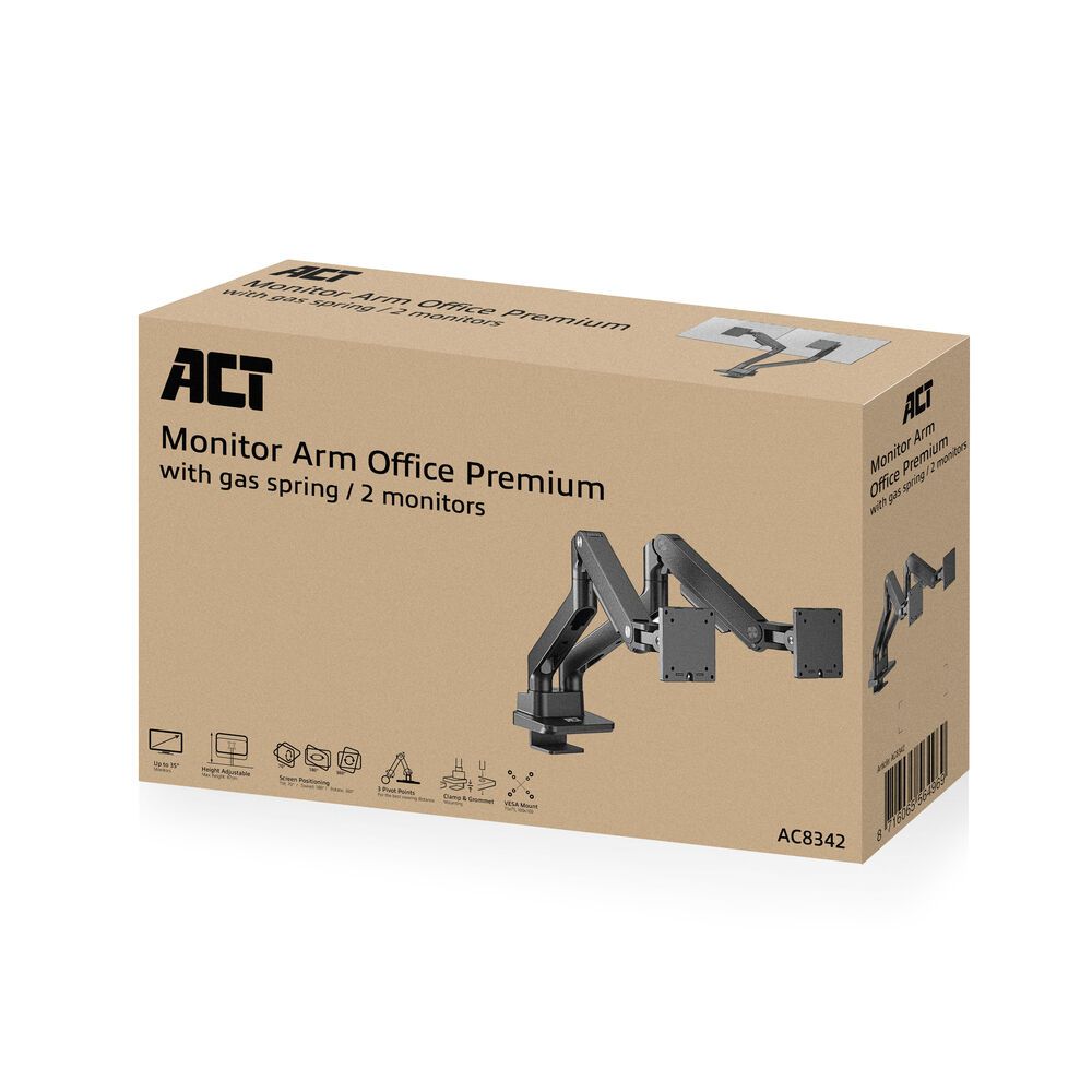 ACT AC8342 Dual Monitor Arm Office Premium with Gas Spring - Image 5