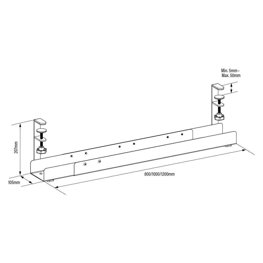 act-ac8376-under-desk-extendable-cable-management-tray-with-clamp-mount_9.jpg ACT AC8376 Under Desk Extendable Cable Management Tray with Clamp Mount - Image 9