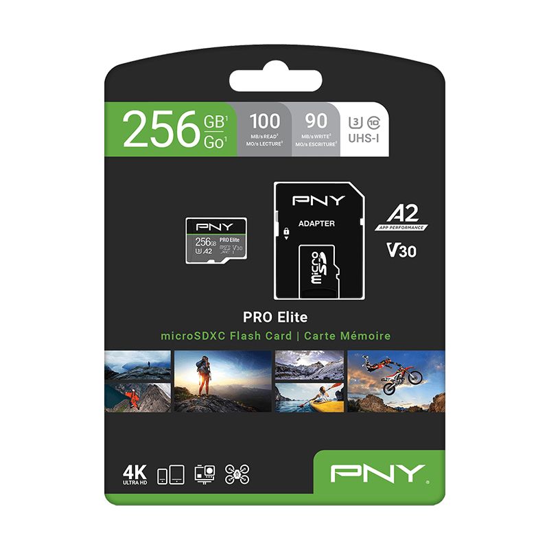 PNY 256GB microSDXC Pro Elite Class 10 U3 V30 A2 + adapterrel - Image 5