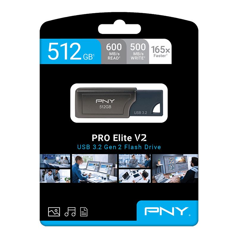 PNY 512GB PRO Elite V2 Gen 2 Flash Drive USB3.2 Black - Image 4