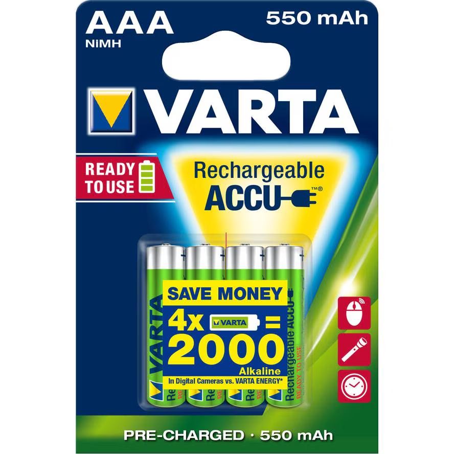 Varta 550mAh AAA Ni-MH akkumulátor 4db/csomag - Image 1