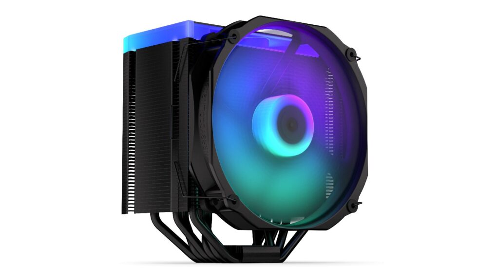 Endorfy CPU Cooler - Fortis 5 Black ARGB (14 cm, 4 pin, 6x heatpipe, PWM, TDP 220W, fekete) - Image 4