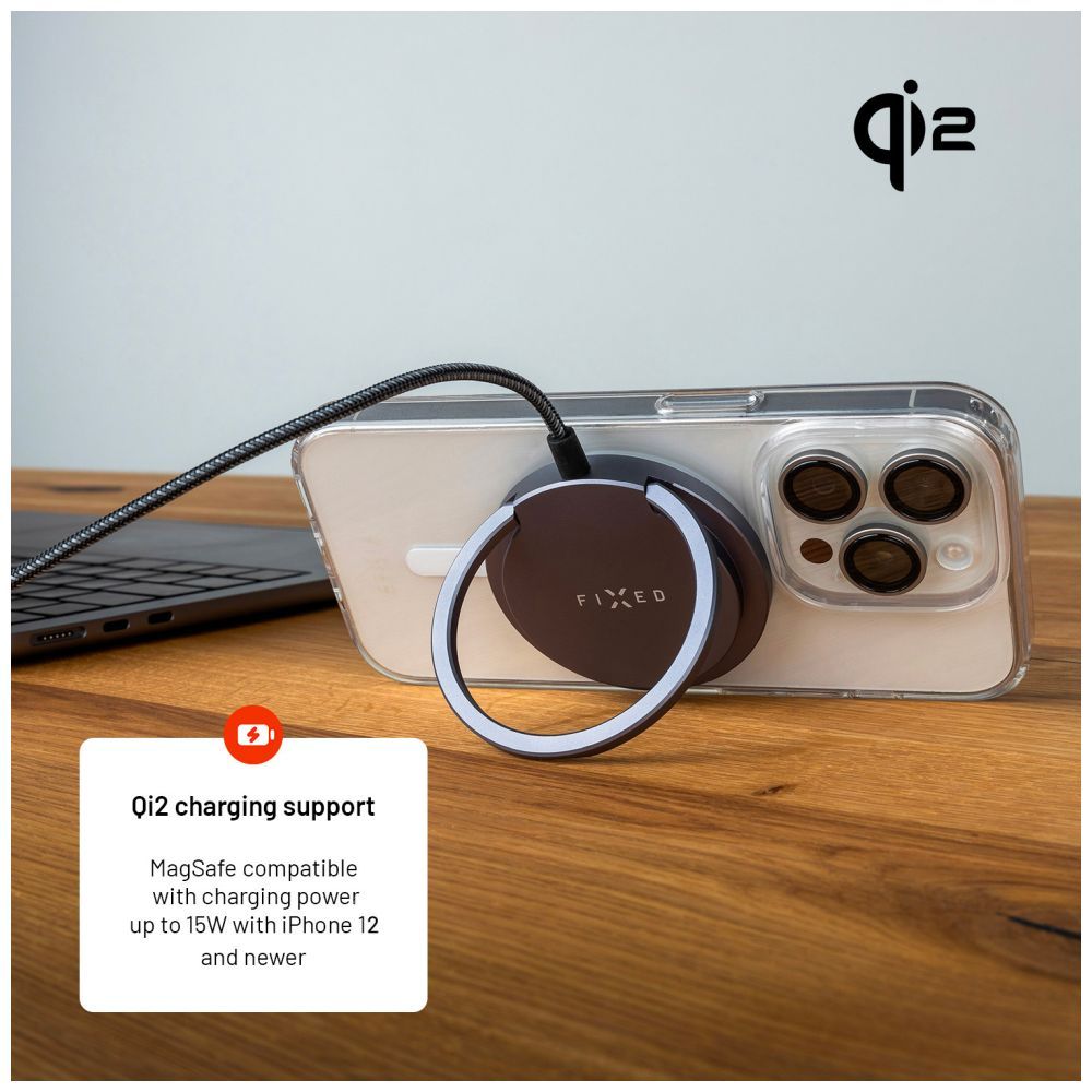 FIXED MagPad Qi2 vezeték nélküli töltő, MagSafe támogatás szürke - Image 8
