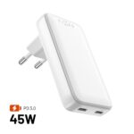 FIXED Slim 2xUSB-C úti töltő GaN PD 45W-os fehér - Image 2