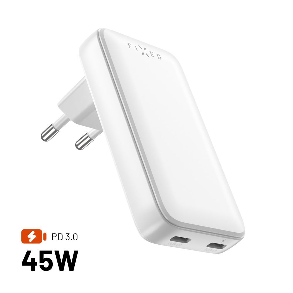 FIXED Slim 2xUSB-C úti töltő GaN PD 45W-os fehér - Image 2