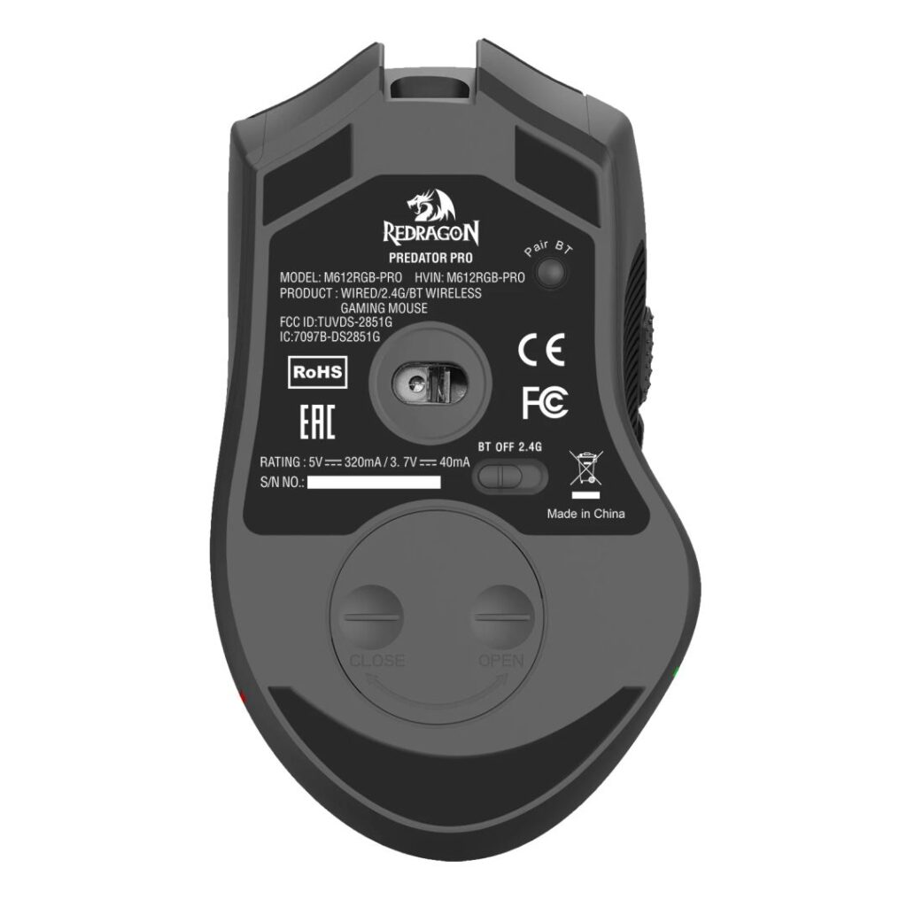 Redragon Predator M612 PRO RGB Wireless Bluetooth Gaming Mouse Black - Image 6
