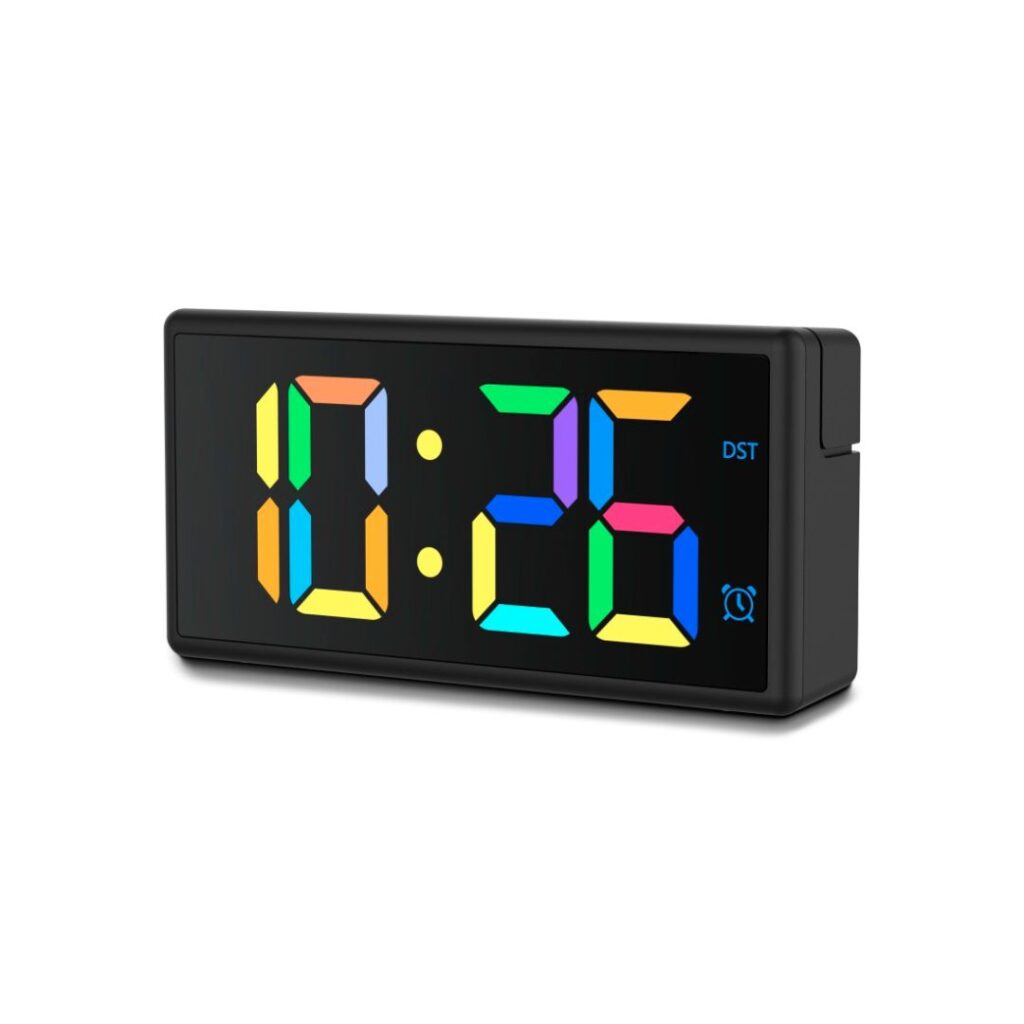Hama Ibiza Digital Alarm Clock Multi-Colour Display with USB Charging Function Black - Image 1
