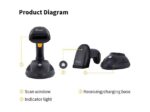 EQuip Wireless 2D Barcode Scanner Long Distance with Stand Vonalkódolvasó Black - Image 5
