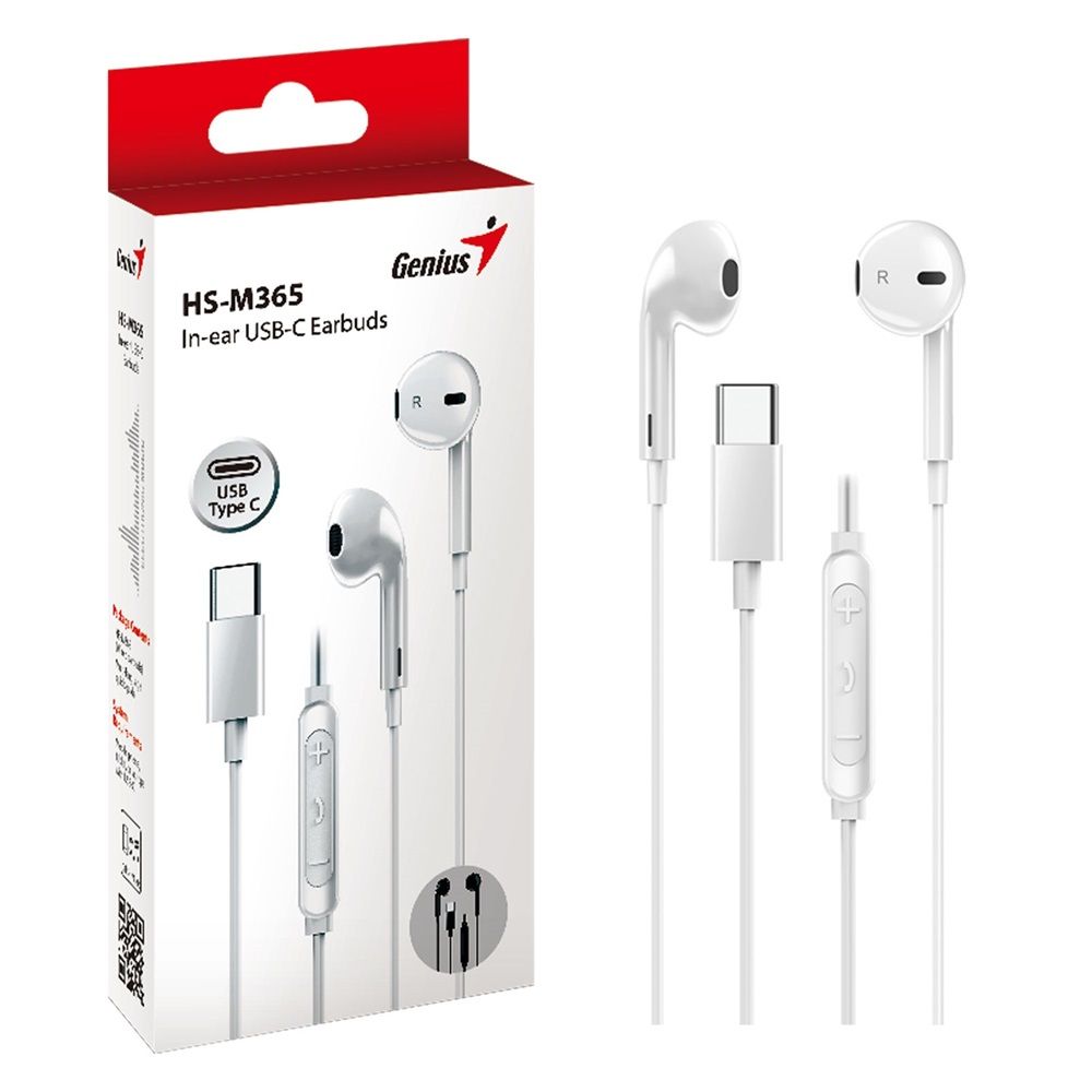 Genius HS-M365 USB-C Wired Headset White - Image 3